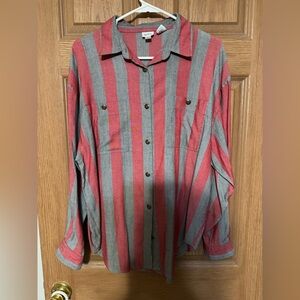 Together Red and Gray Striped Shirt Large